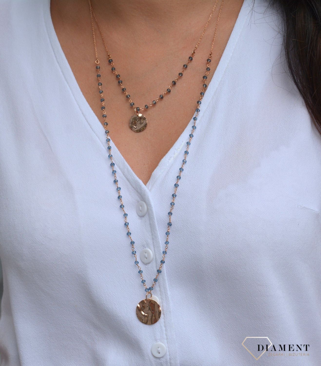 Srebrny naszyjnik długi koraliki granatowe Dall'Aqcua C RM 19887 0137.jpg